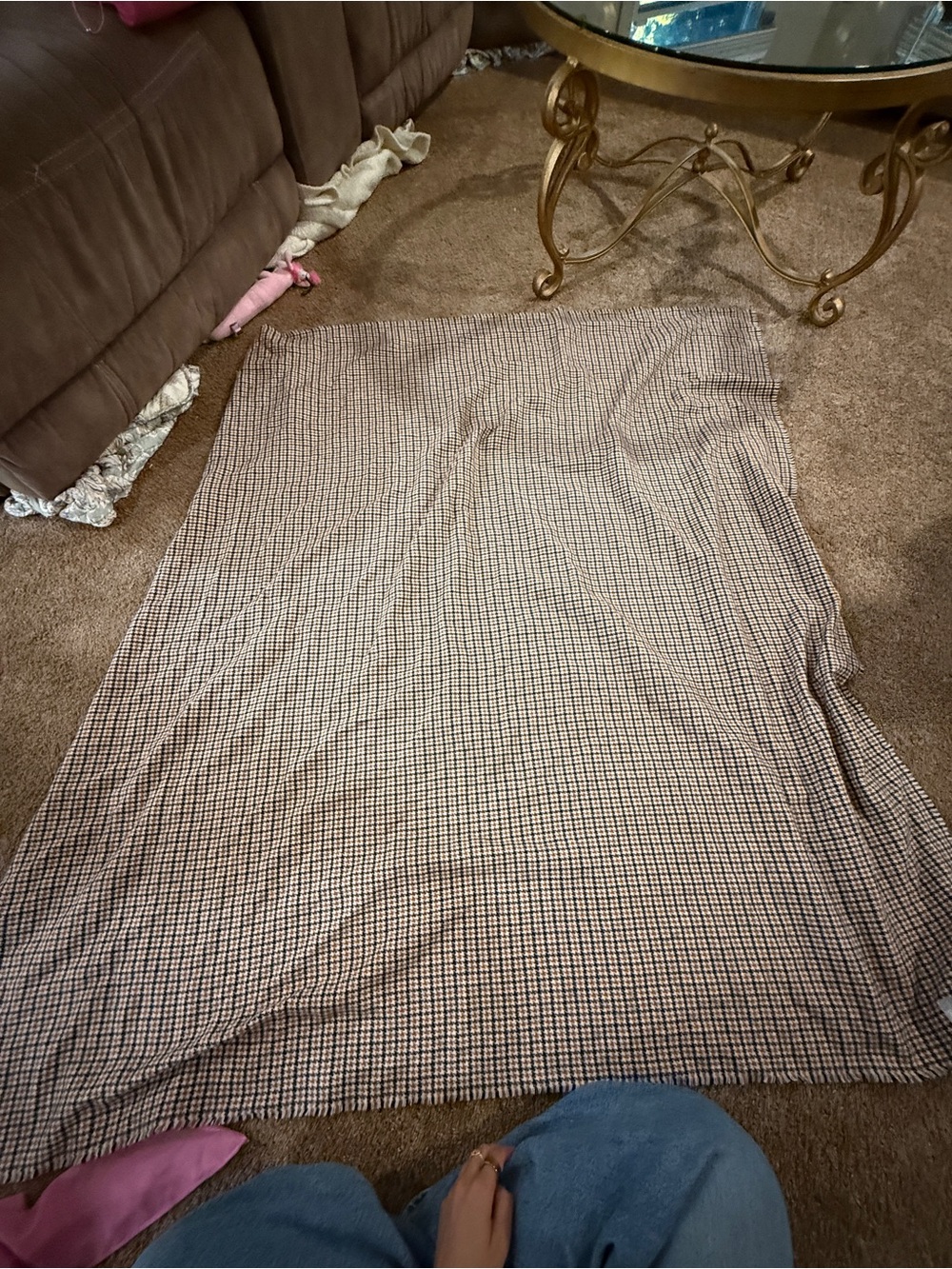 ASOS Extra Large Brown & Cream Checked Scarf Wrap